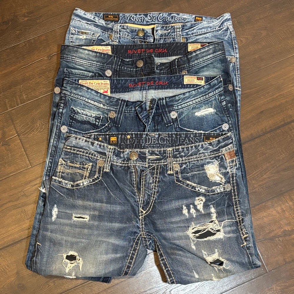 Men's Distressed Blue Jeans Bundle